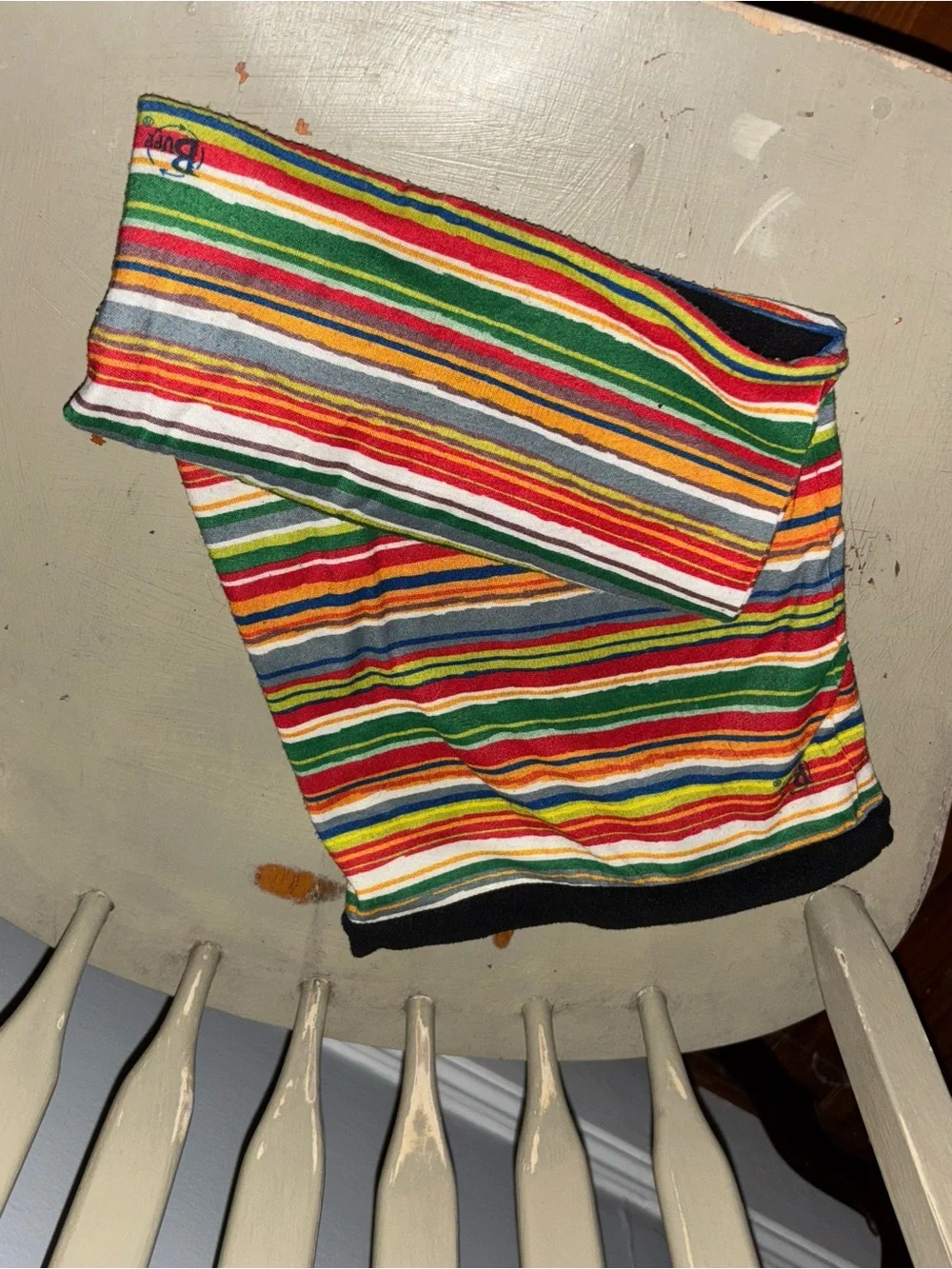Buff Multicolor Striped Neck Gaiter - Red Green Yellow Blue Orange
